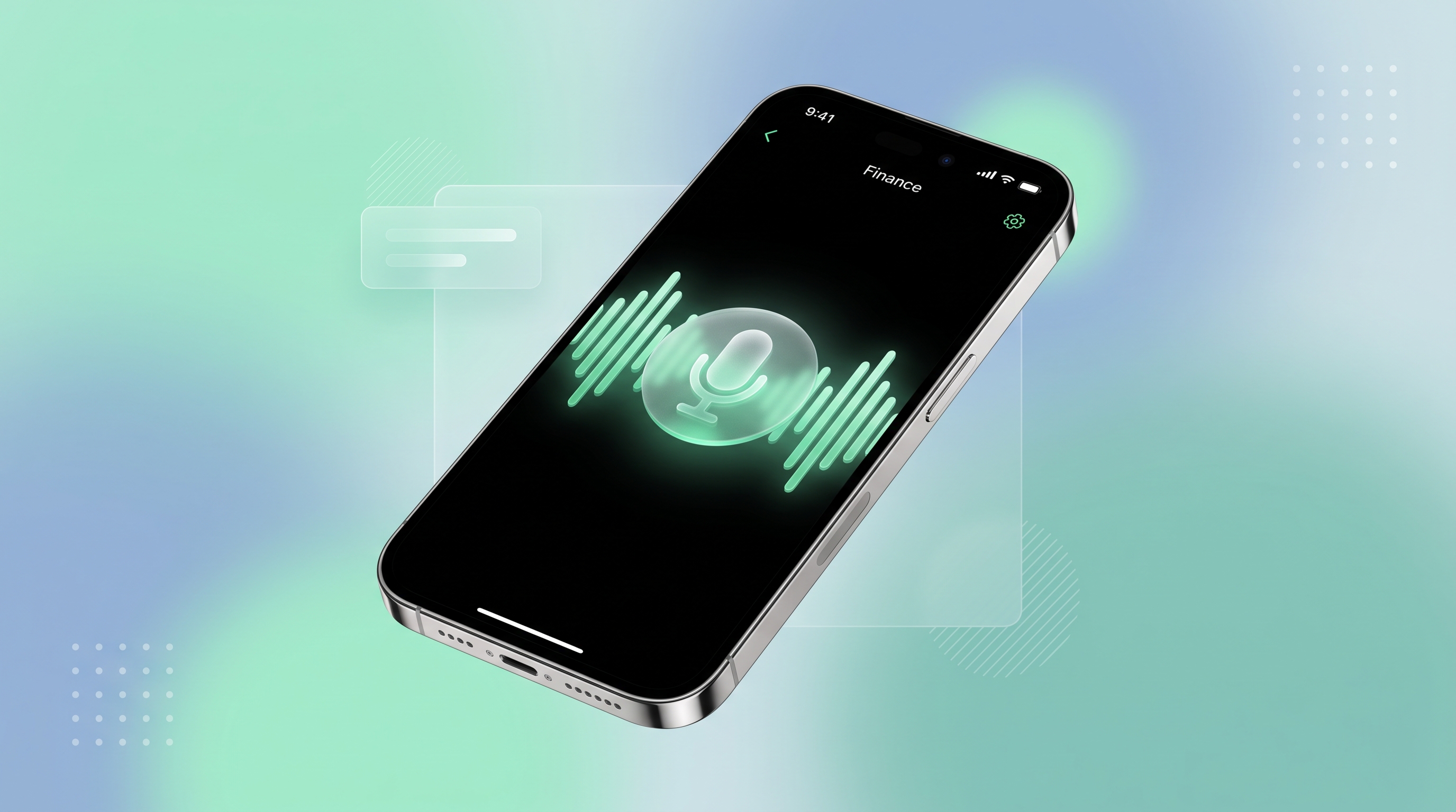 Phone showing voice recording interface with sound waves
